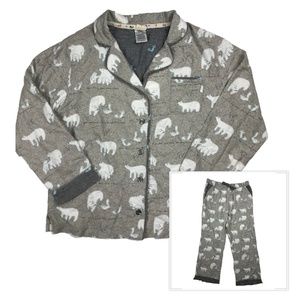 Pajama Set Women's Medium Sleep Polar Bear Flannel